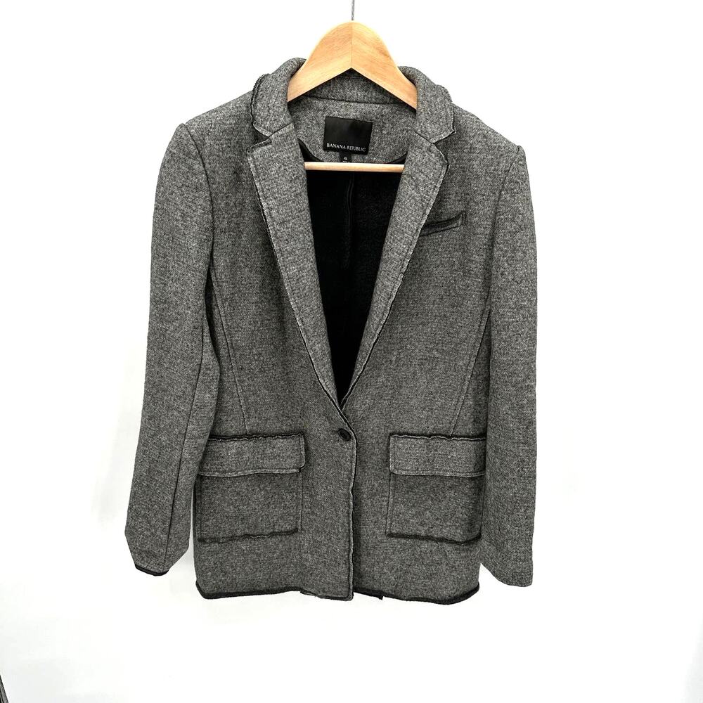 BANANA REPUBLIC Heathered Gray Wool Blend Blazer Jacket // 6